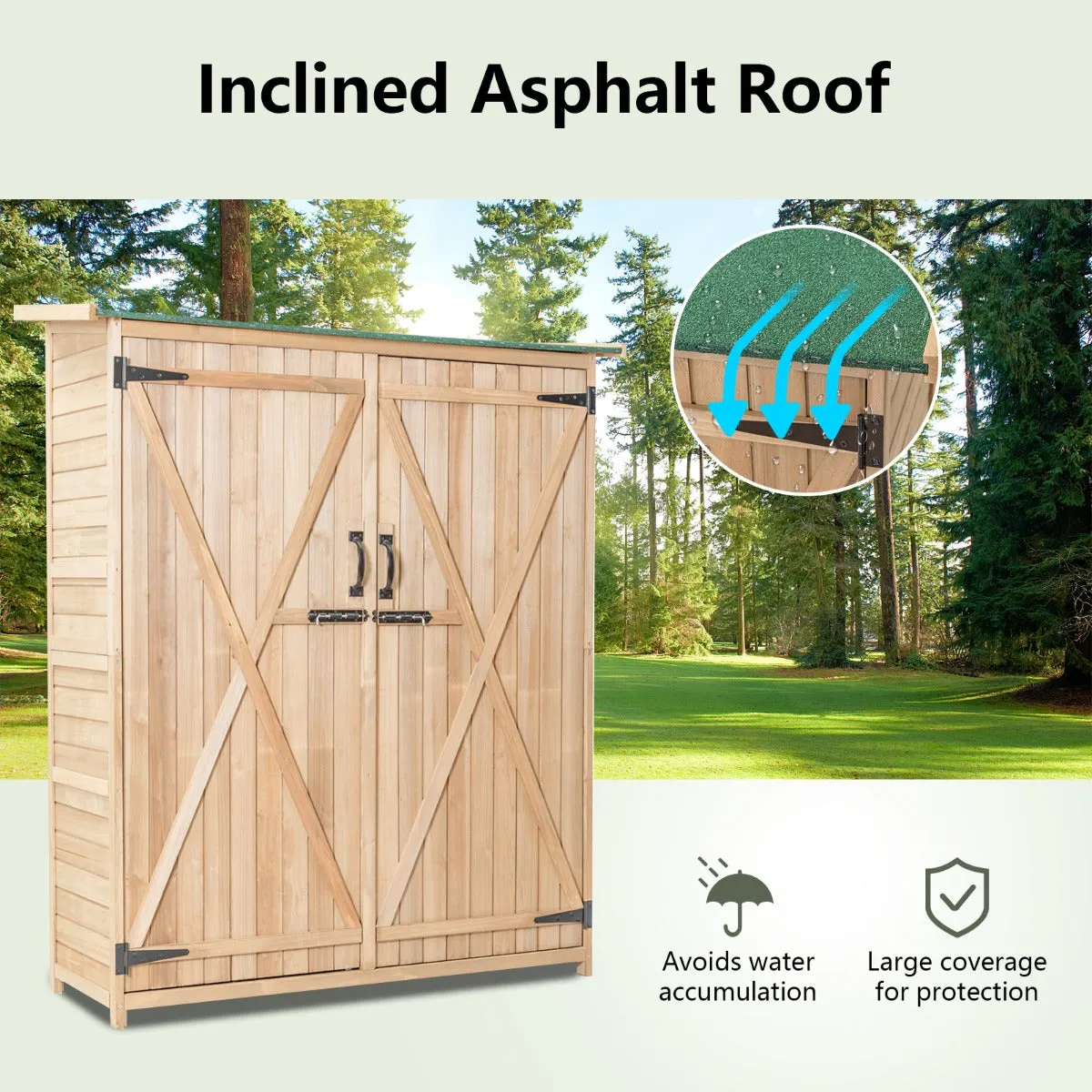 2-Door Waterproof Lockable Outdoor Storage Shed