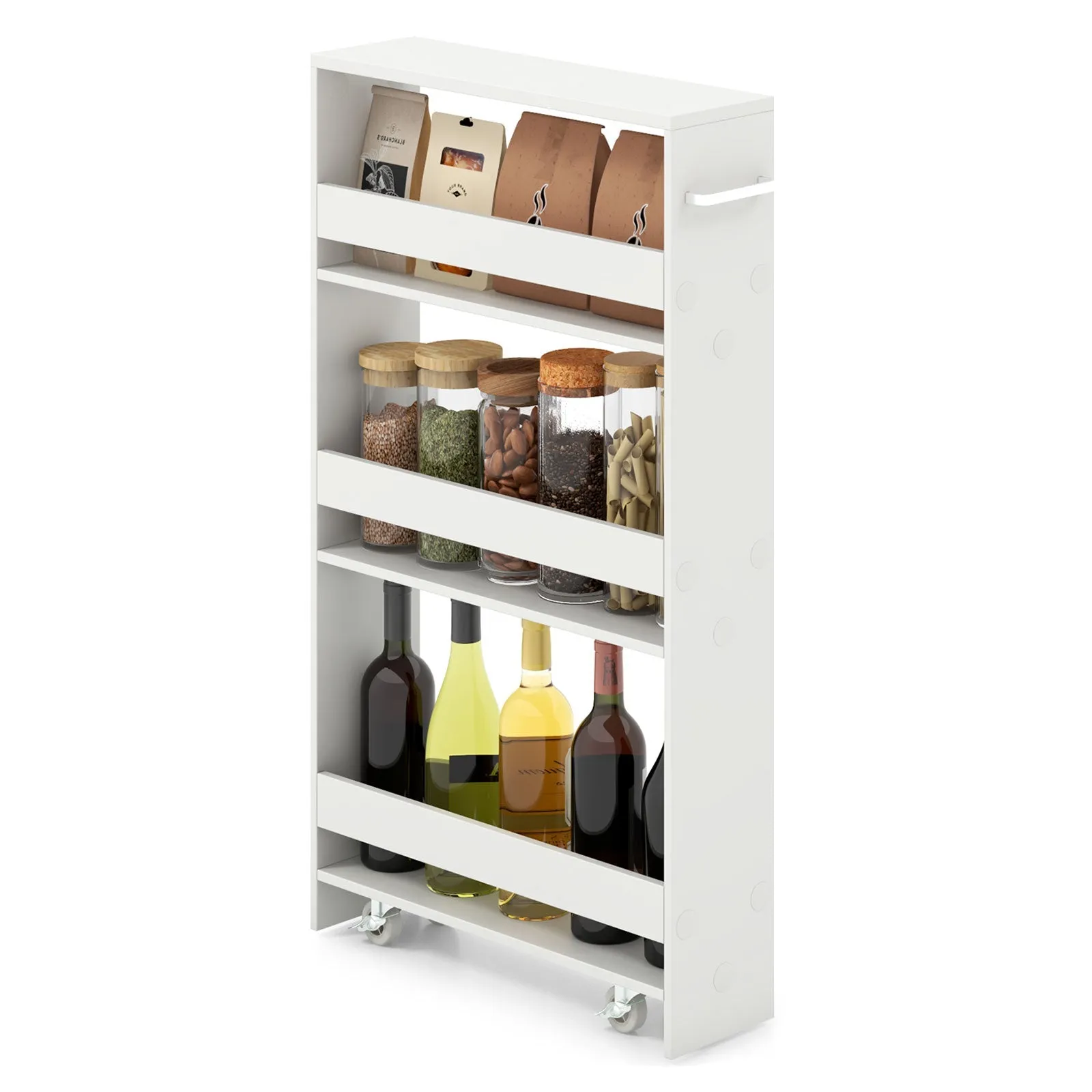 4-Tier Slim Storage Cart with Open Shelves-White