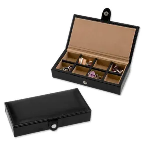 8 Pair Bonded Leather Black/Tan Cufflink Storage Box