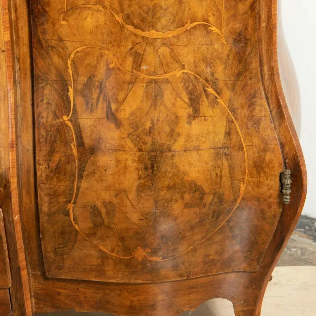 Antique Armoire, Bombe Italian Rococo-Style Burl Walnut Armoire, early 1900s!!