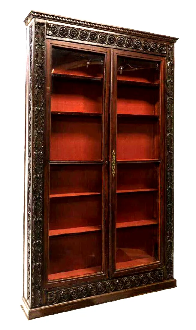 Antique Bookcase / Cabinet, Display French Renaissance Revival, Walnut, 1800s!!