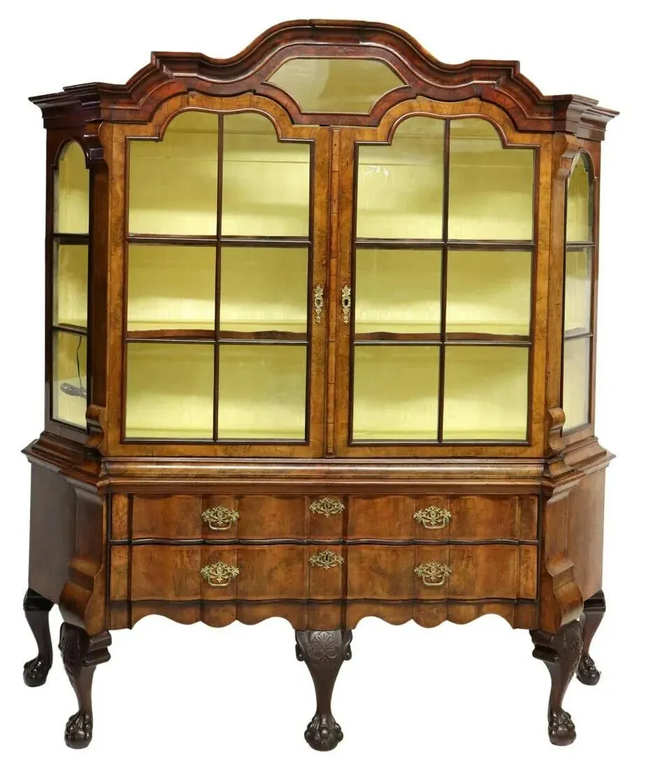 Antique Cabinet, Dutch, Walnut, Display, Glass Doors, 18th / 19th C, 1700s!!