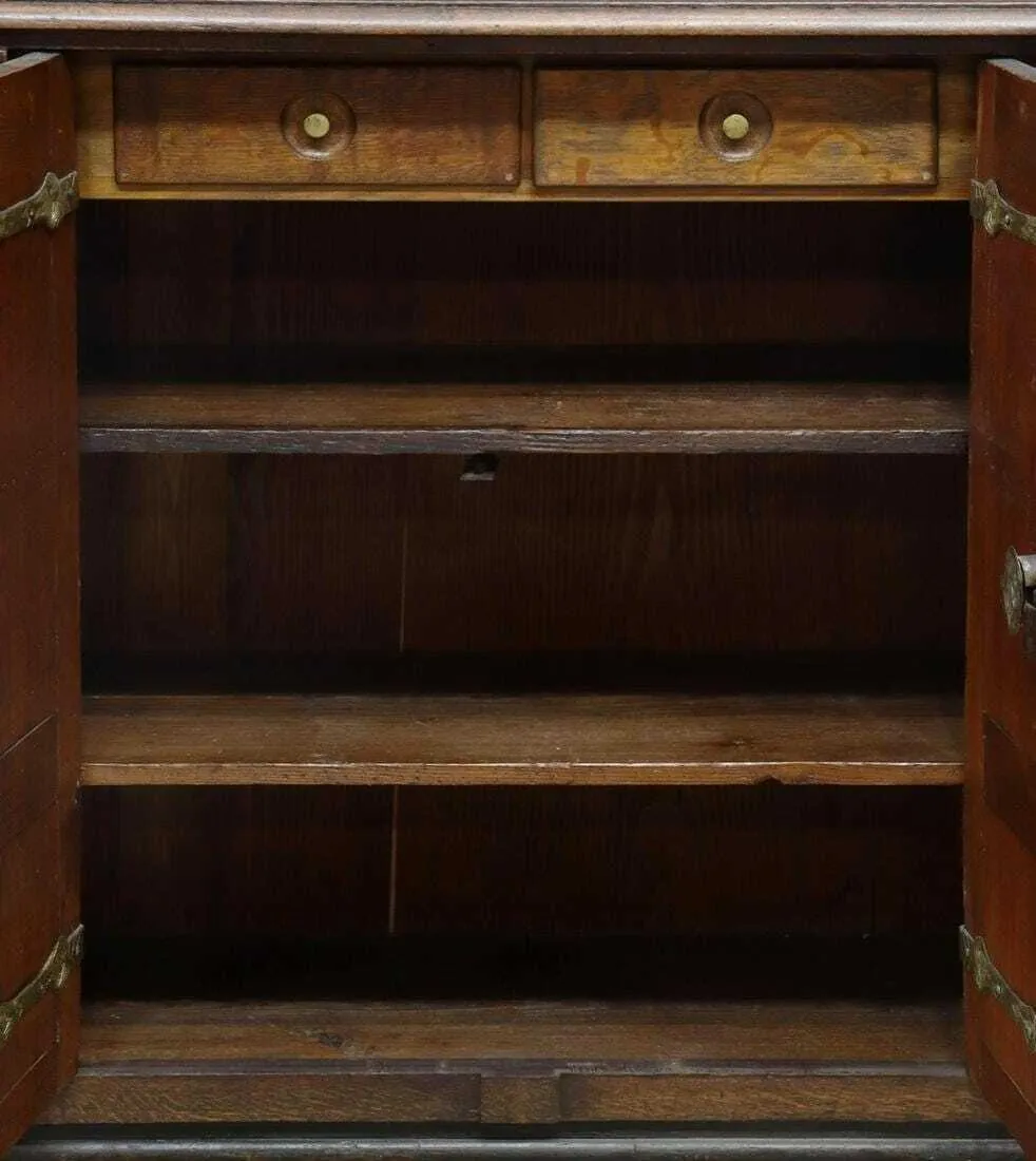 Antique Cabinet, Italian Baroque Style Walnut & Oak Cabinet, 19th C., Amazing!