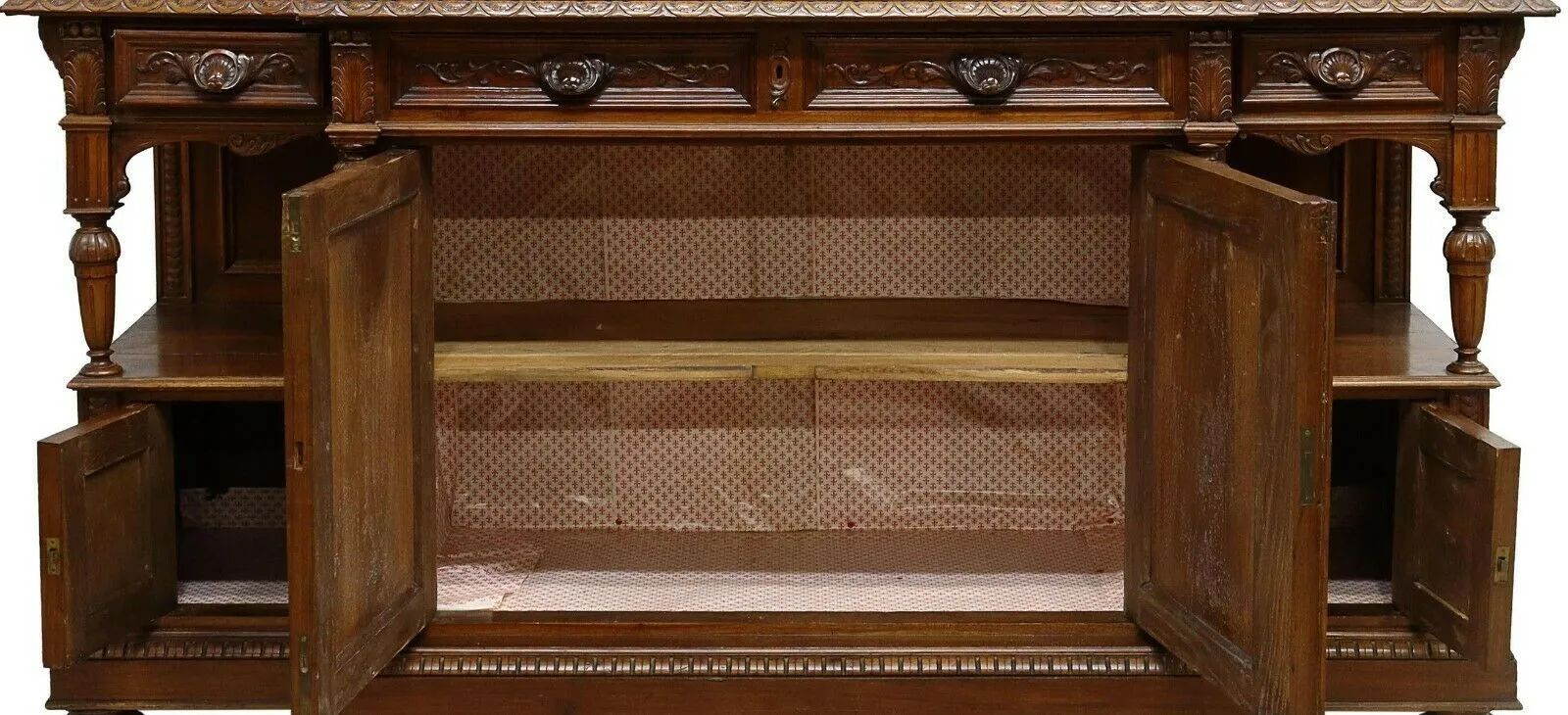 Antique Cabinet, Sideboard, Sid Hunt, French Marble-Top Walnut, 1800s, Gorgeous!