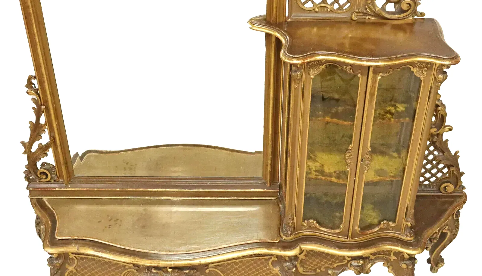 Antique Hall Console, Giltwood, Painted, Louis XV Style, Shelves, Early 1900s!