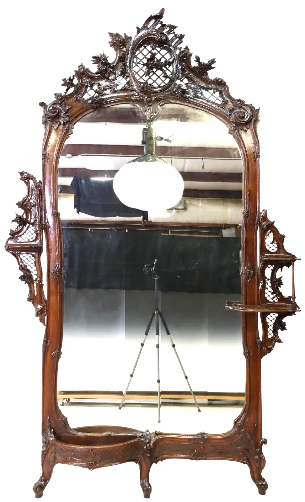 Antique Jardinere, Monumental, Louis XV Style, Mirrored, Crest, Foliate, 1800s!