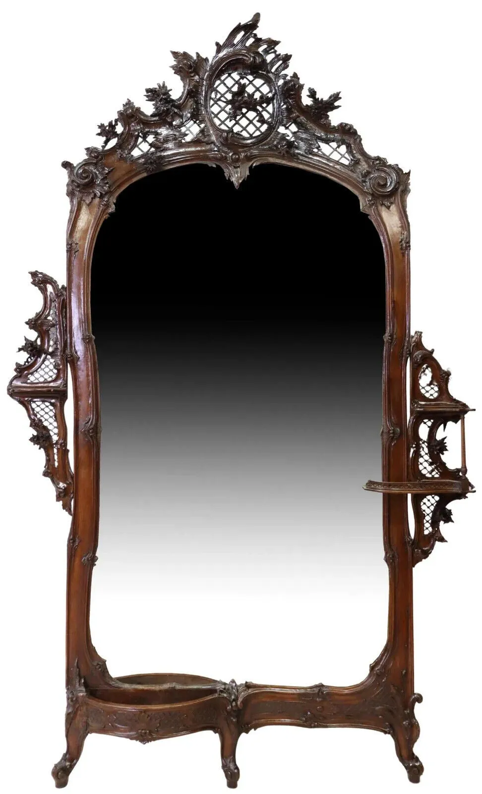 Antique Jardinere, Monumental, Louis XV Style, Mirrored, Crest, Foliate, 1800s!