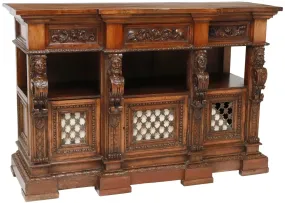 Antique Sideboard, Italian Renaissance Revival, Breakfront, Carved Walnut, 1800s