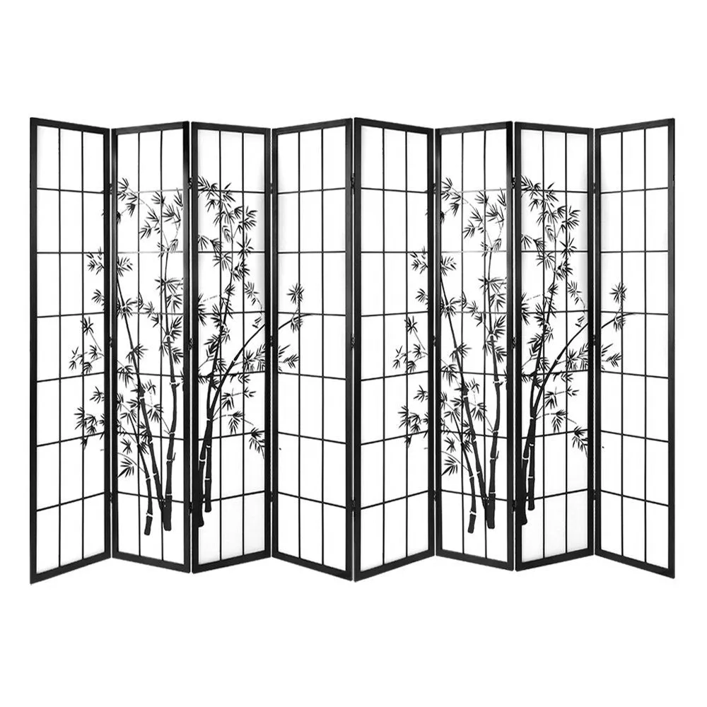 Artiss Room Divider Screen Privacy Dividers Pine Wood Stand Black White 8 Panel