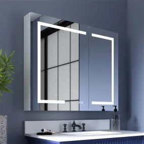 Boost-M1 36" W x 30" H LED Lighted Bathroom Medicine Cabinet with Mirror Recessed or Surface Mounted LED Medicine Cabinet