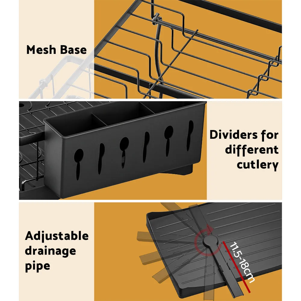 Cefito Dish Rack Expandable Drying Drainer Cutlery Holder Tray Kitchen 2 Tiers