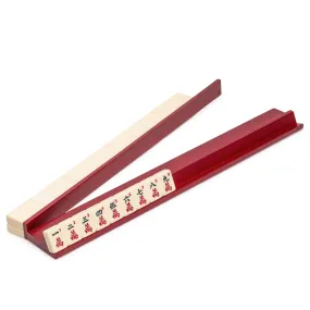 Dark Camphor Wooden Mahjong Game Racks with Pushers, 18" - Set of 4