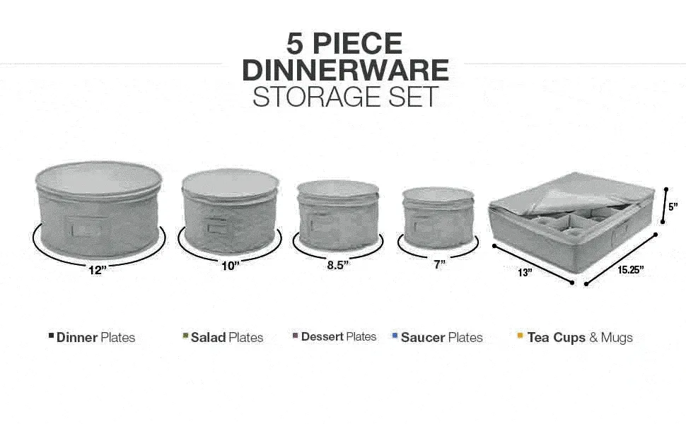 Dinnerware Storage Set Serves 12 (5 Pack)