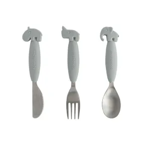 Done By Deer YummyPlus Easy grip Cutlery Set in Grey