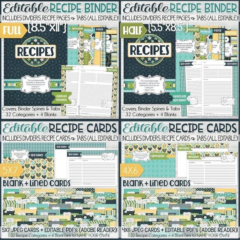 EDITABLE Recipe Collection {NAVY EDITION} Discounted Bundle