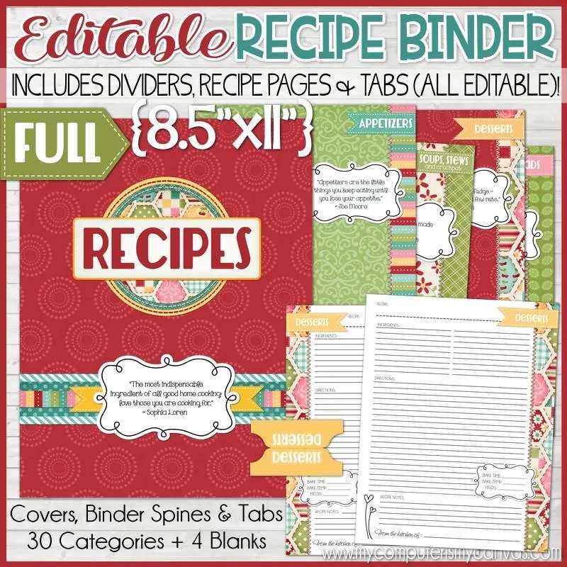 EDITABLE Recipe Collection {RED EDITION} Discounted Bundle