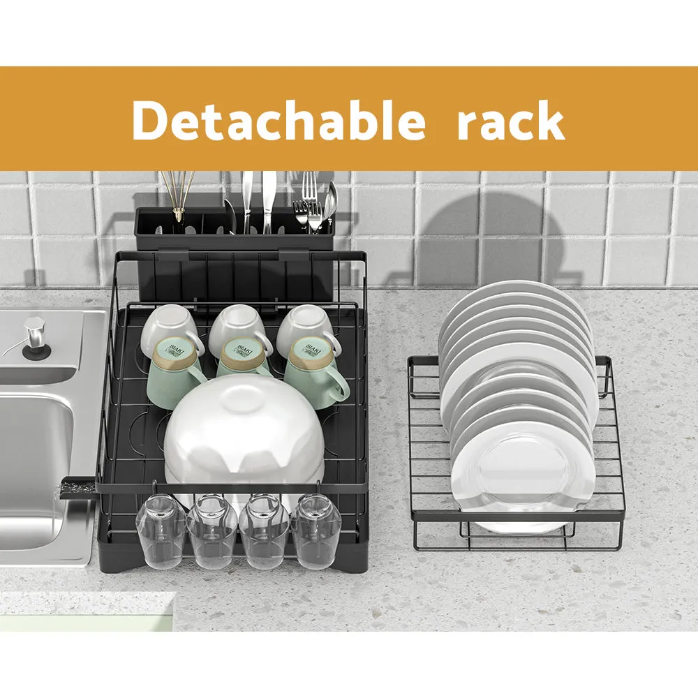 Expandable 2-Tier Dish Drying Rack with Cutlery Holder - Cefito