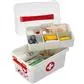 Compact 6L First Aid Storage Box with Tray - Durable White and Red Design