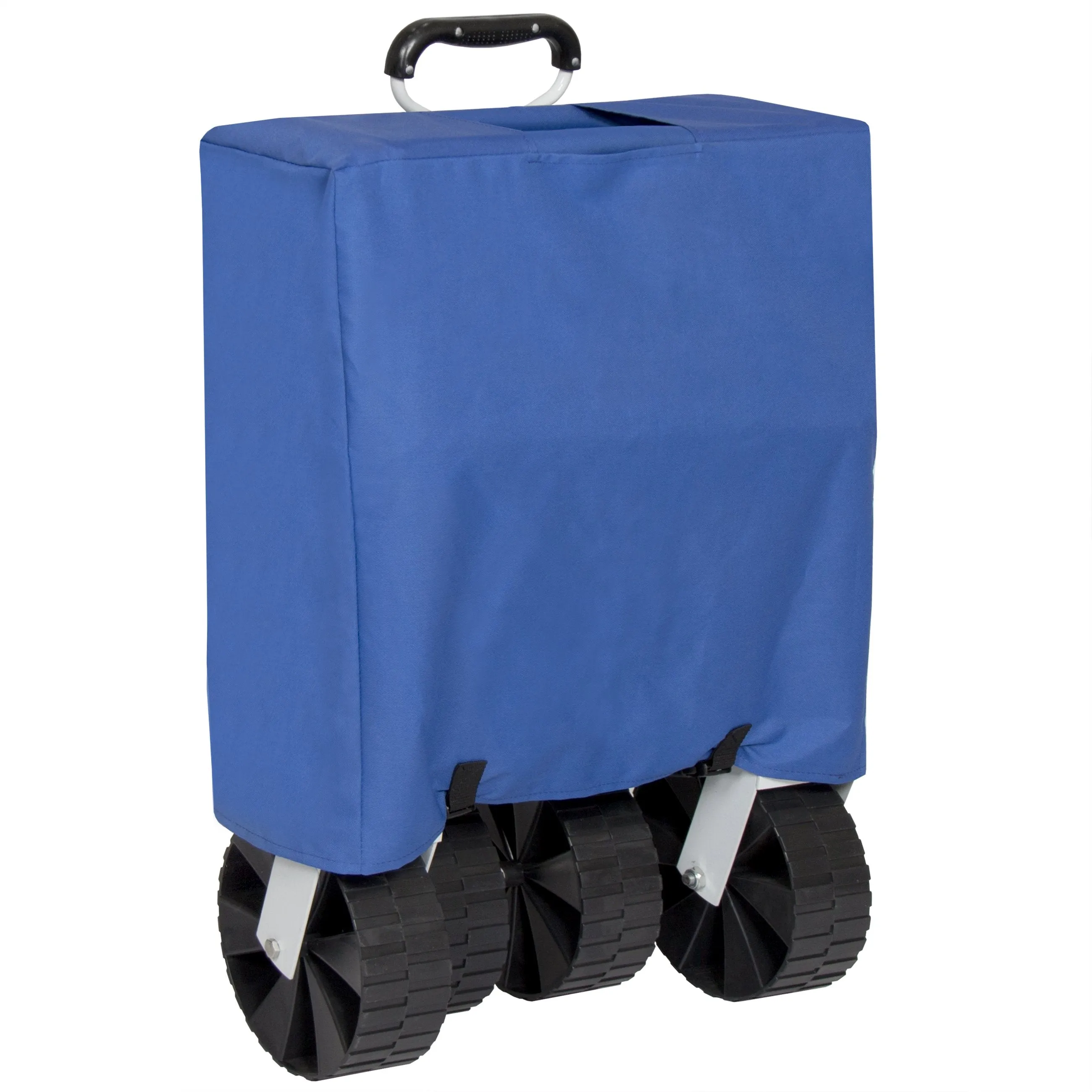 Folding Utility Wagon Garden Beach Cart w/ All-Terrain Wheels - Blue