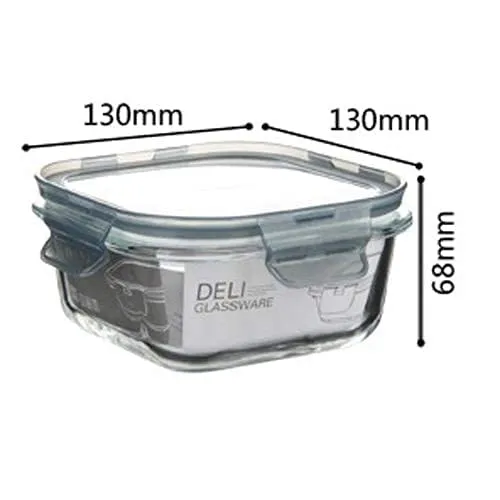 Getzie® - Pack Of 2 Glass Lunch Box, 500 Ml, Microwave Safe Lunch Box, Airtight Container, Leakproof, Transparent Glass Storage Containers, Food Storage Containers, Fridge Storage Boxes Set Of 2