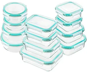 Glass Food Storage Containers with Lids, 24 Pcs Glass Meal Prep Containers, Airtight Glass Bento Boxes, BPA-Free & FDA Approved & Leak Proof