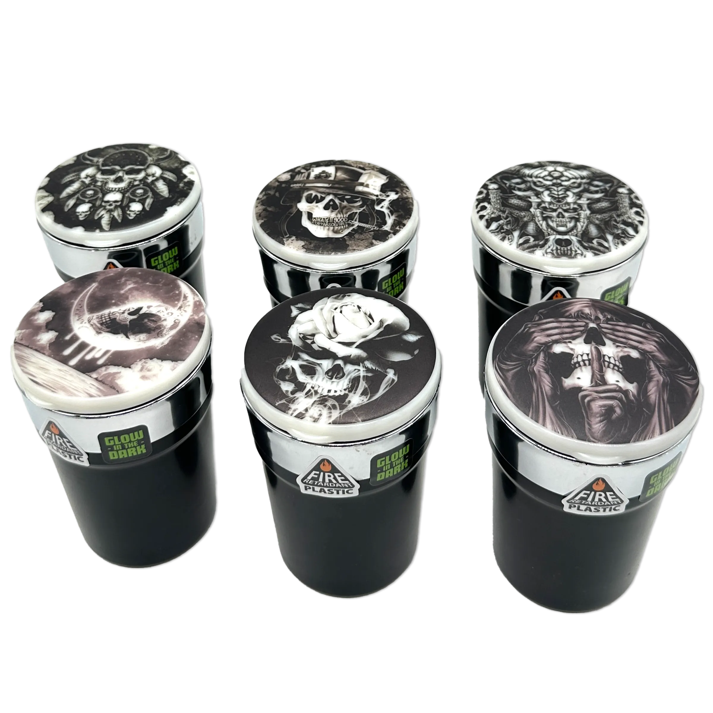 Glow In The Dark Lid Butt Bucket Ashtray with LED Light - 6 Per Retail Ready Wholesale Display 23543