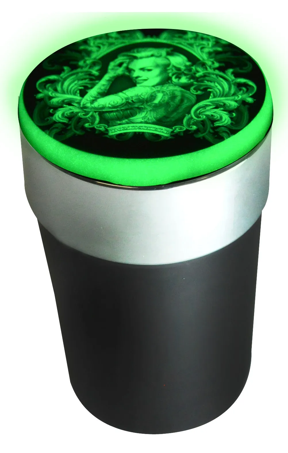 Glow in The Dark Printed Lid Butt Bucket Ashtray with LED Light - 6 Per Retail Ready Display 22634