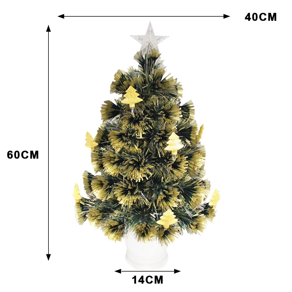 Golden-Tip 60CM Tabletop Christmas Tree in Pot Fibre Optic Steady Lights