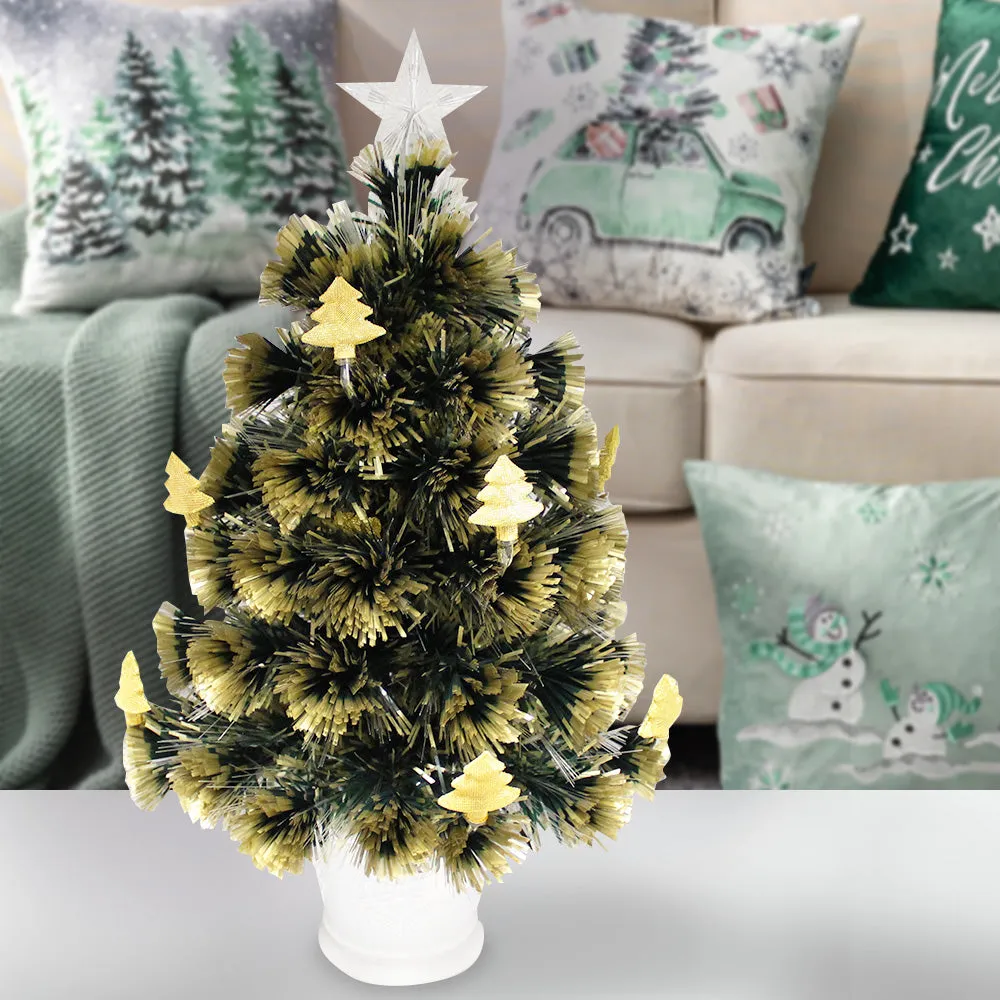 Golden-Tip 60CM Tabletop Christmas Tree in Pot Fibre Optic Steady Lights