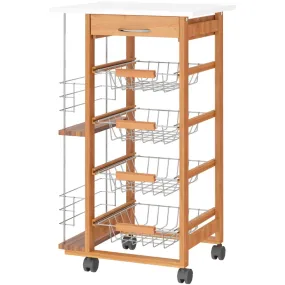 HOMCOM MDF Multifunction Kitchen Island Trolley-Brown