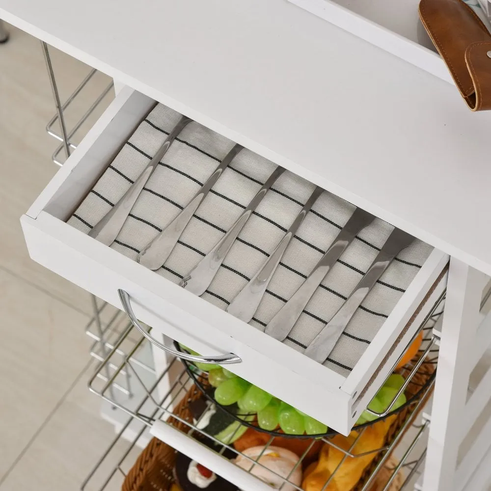 HOMCOM MDF Multifunction Kitchen Island Trolley White