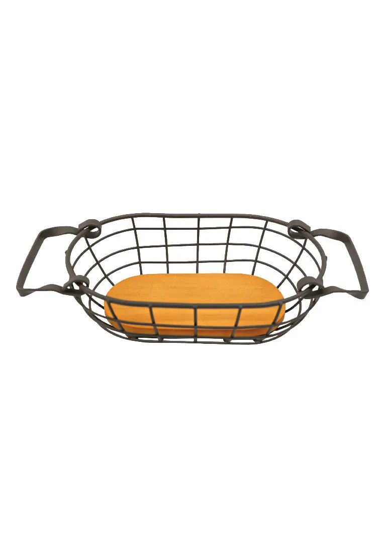 Landmark Receiving Oblong Basket with Rustic Handle 26 x 13 x 6cm