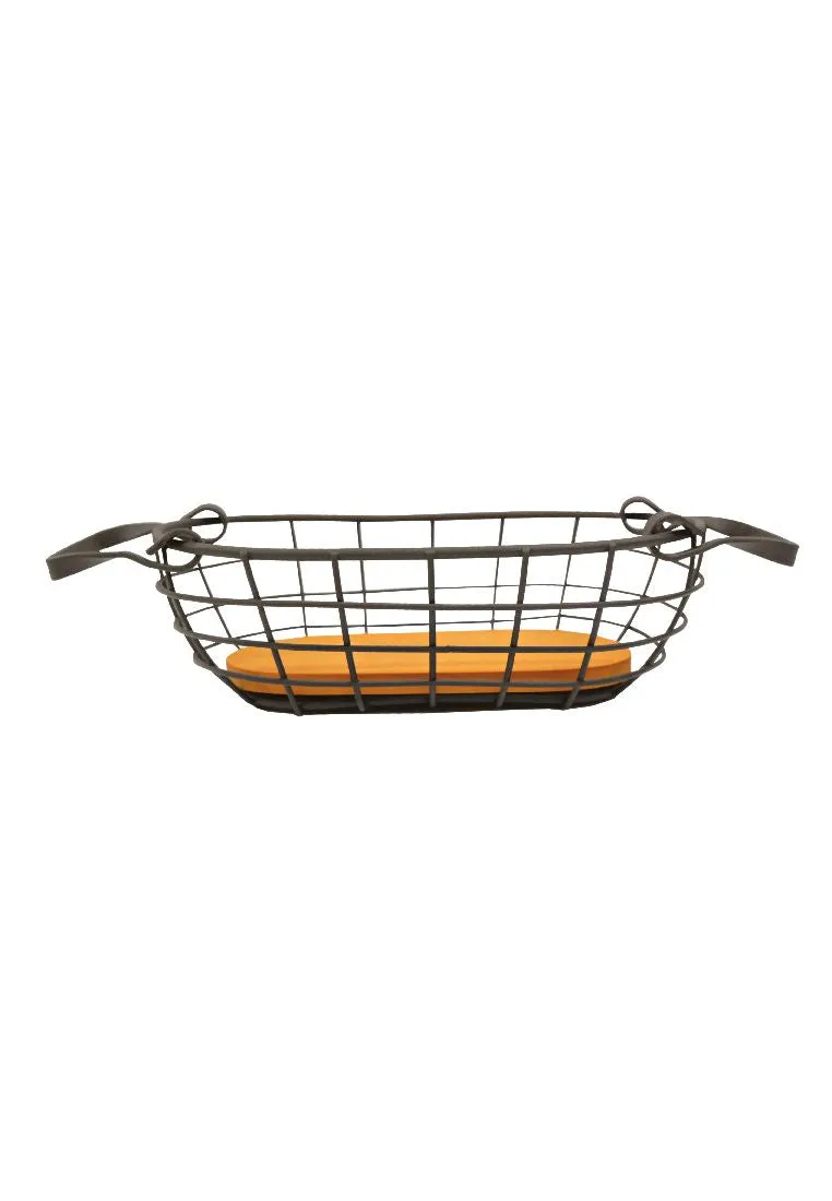 Landmark Receiving Oblong Basket with Rustic Handle 26 x 13 x 6cm