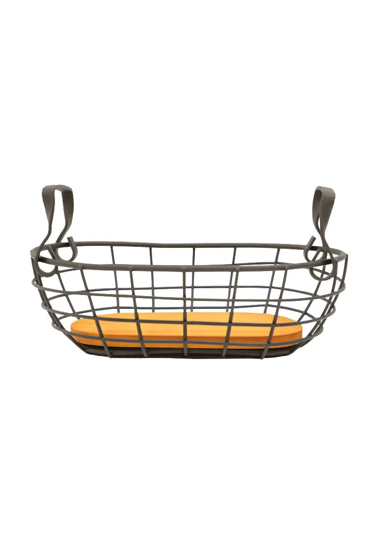 Landmark Receiving Oblong Basket with Rustic Handle 26 x 13 x 6cm