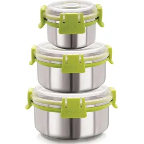 Magnus Klip Lock Airtight & Leak-Proof Stainless Steel Containers Combo Set - Kitchen Accessories Items, Lunch Box, Lunch Boxes for Office Men