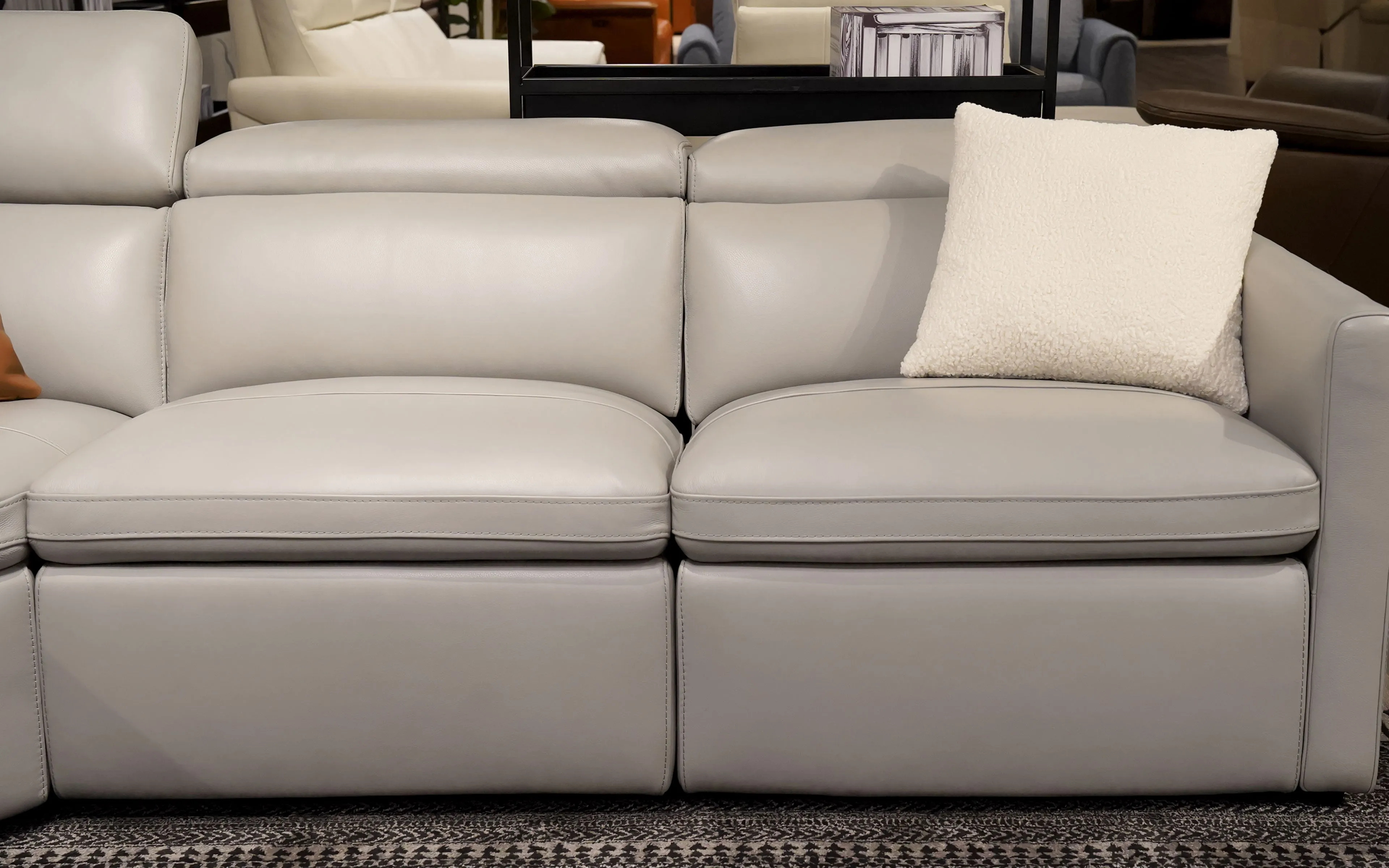 Maison Leather Recliner Sectional Sofa With Console