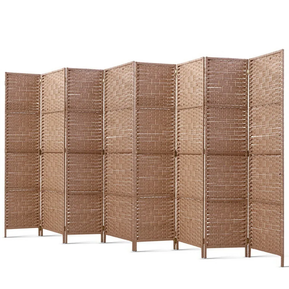 Non-toxic 8 Panel Room Divider, Hand-woven Rattan - Artiss