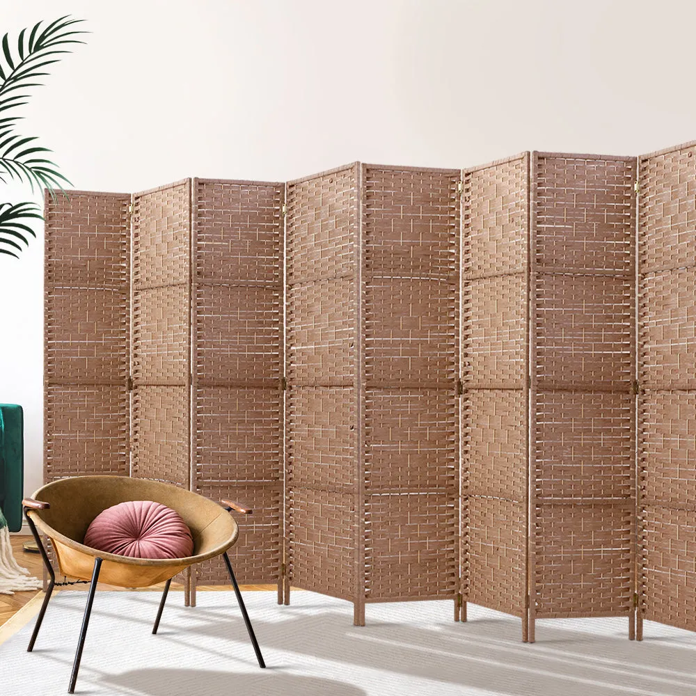 Non-toxic 8 Panel Room Divider, Hand-woven Rattan - Artiss