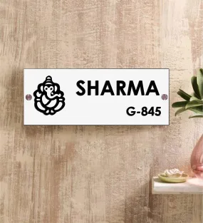 Personalized Ganesha Name Plates for Home Door Outdoor Customized Laminated Name Board House Apartment Glass Door (31 cm X 13 cm)