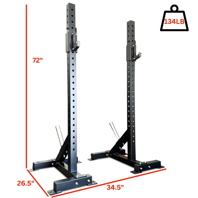 Heavy Duty Adjustable Squat Stands PL7358 - High Durability Gym Equipment for Weightlifting and Powerlifting