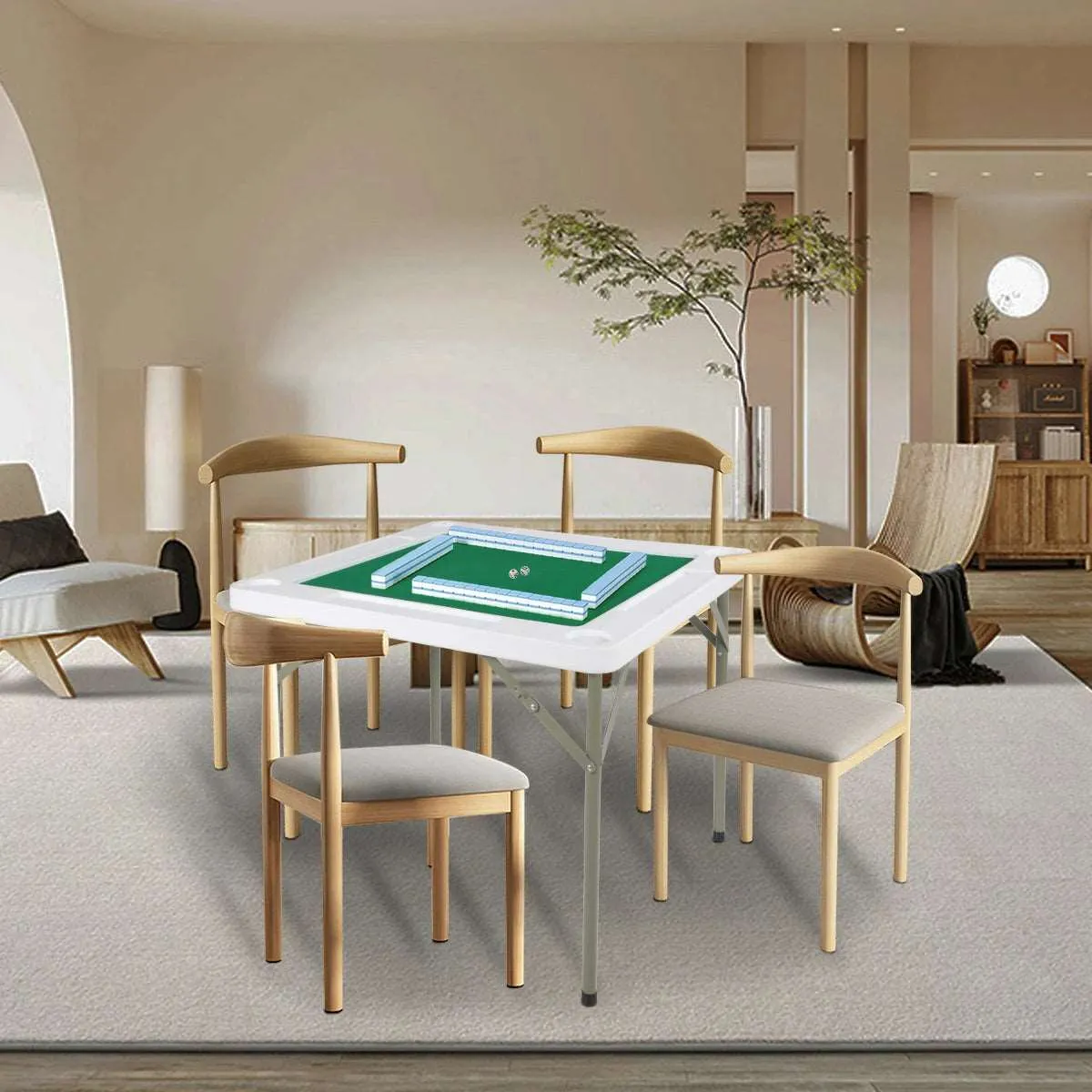 Plastic Mahjong/Domino Table with Folding Legs