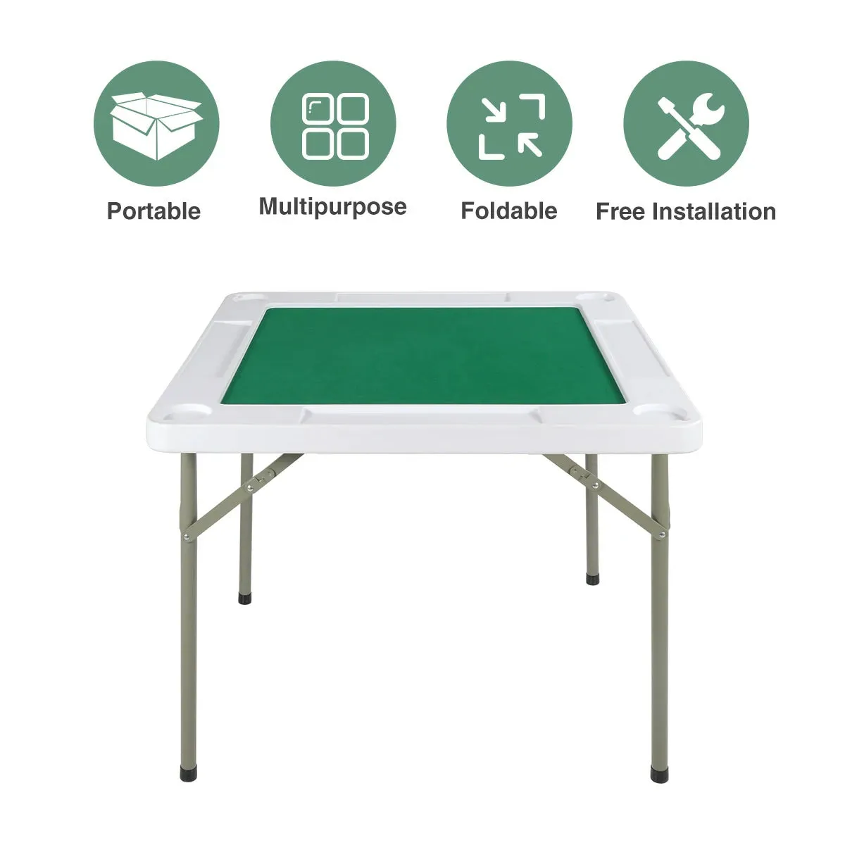 Plastic Mahjong/Domino Table with Folding Legs