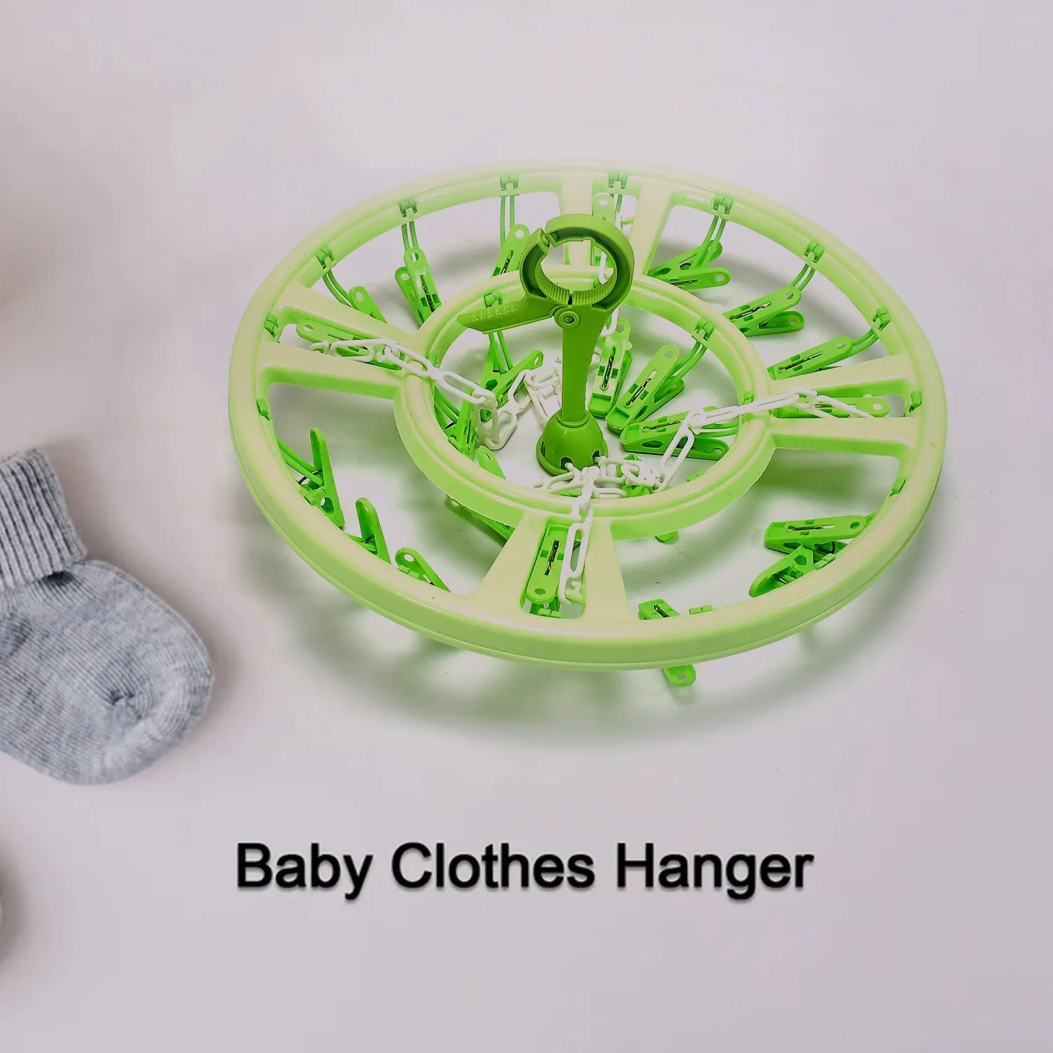 PLASTIC ROUND CLOTH DRYING HANGING HANGER ( 15 CLIPS )