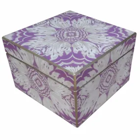 Medium Lavender Reverse-Painted Mirror Box - Optimized Title