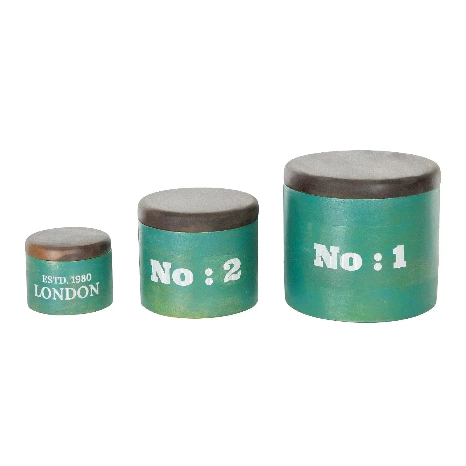 Set of 3 Basil  Green Wooden  Boxes