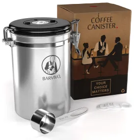 Stainless Steel Coffee Canister  Large  Keep Your Best Coffee Beans And Grounds