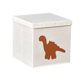 Storage Box With Lid - White With Dinosaur