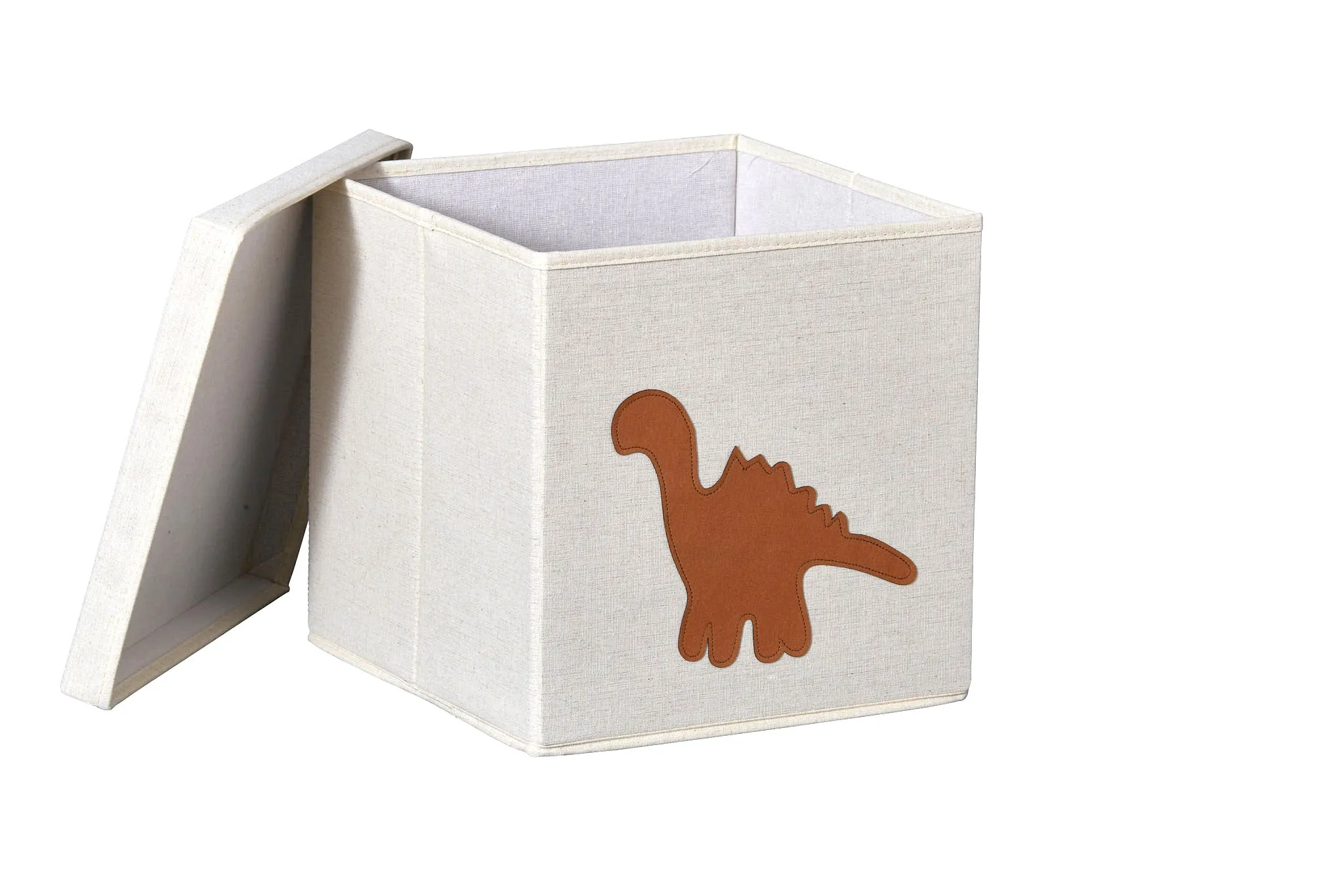 Storage Box With Lid - White With Dinosaur