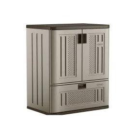 Suncast Indoor/Outdoor Resin Single-Drawer Storage Cabinet, Platinum Metallic