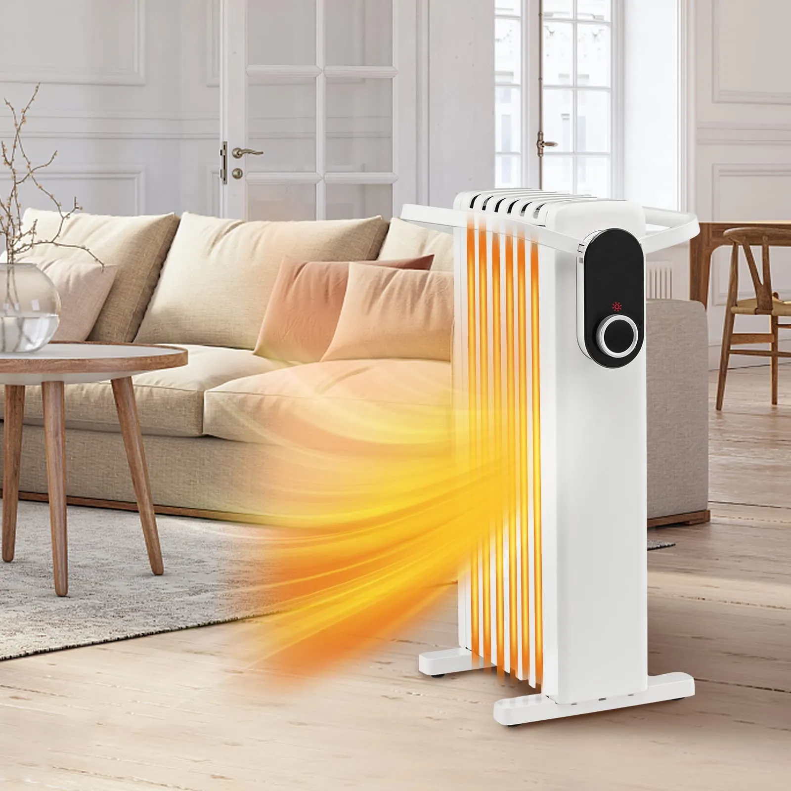 Tangkula 1500W Oil Filled Radiator Heater, Portable Electric Space Heater with 3 Heat Settings